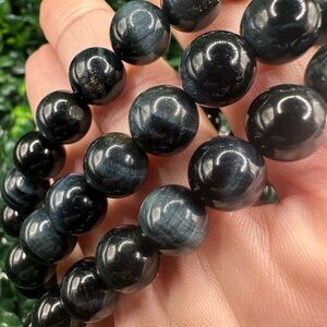 10mm Blue Tigers Eye Beaded Bracelet
